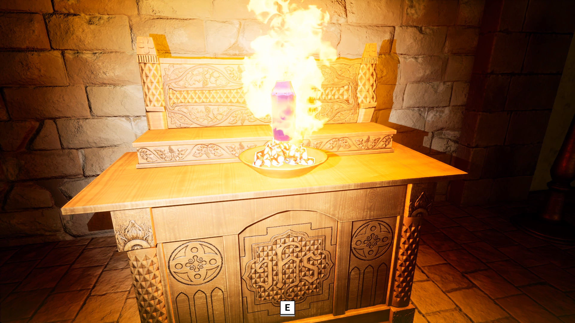 Find the chosen item and burn it at the altar.